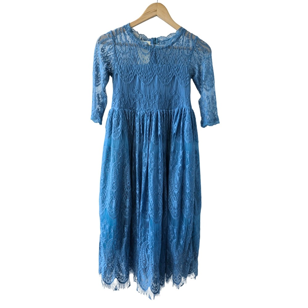 Trish Scully Blue Lace Junior Bridesmaid Dress Tween Gown Size 14 Bella Rafaela